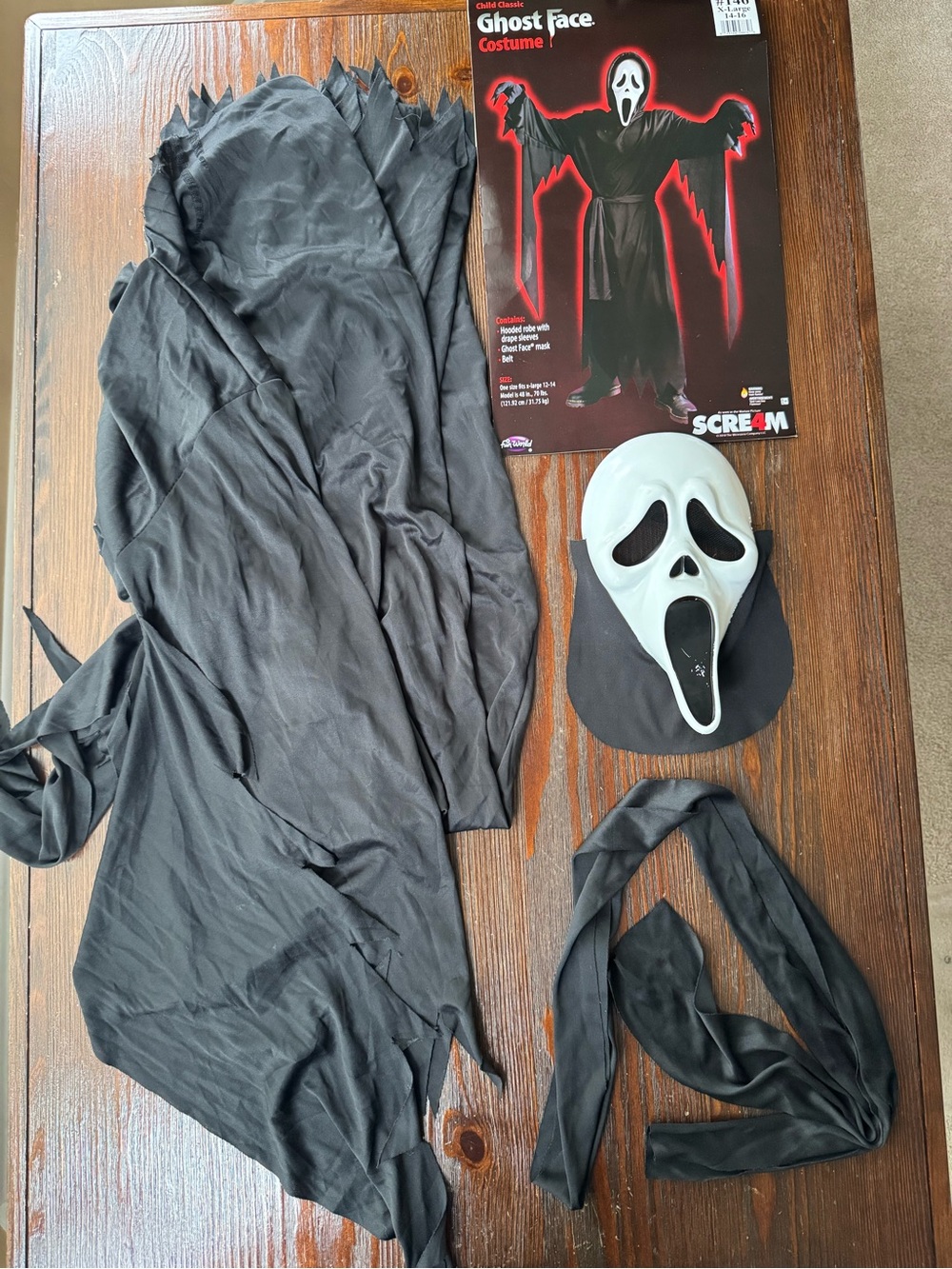 Ghost Face Kids Costume XL (14-16) 2017 Scream youth teen Halloween horror scary - Picture 2 of 16